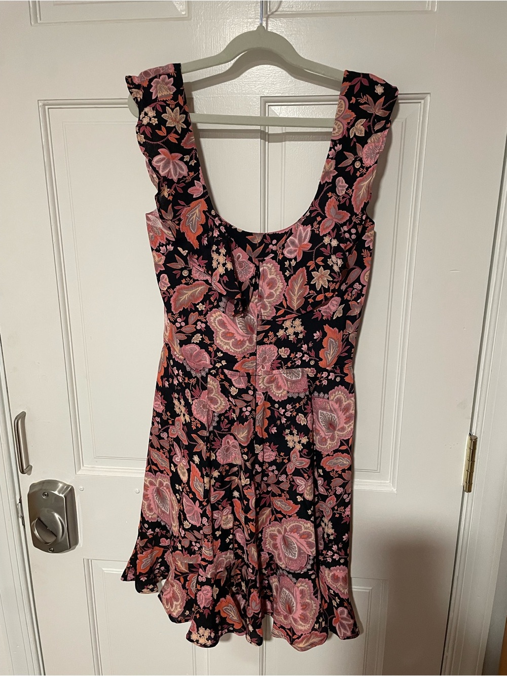 Reformation Black Mini Dress with Pink Floral Print
